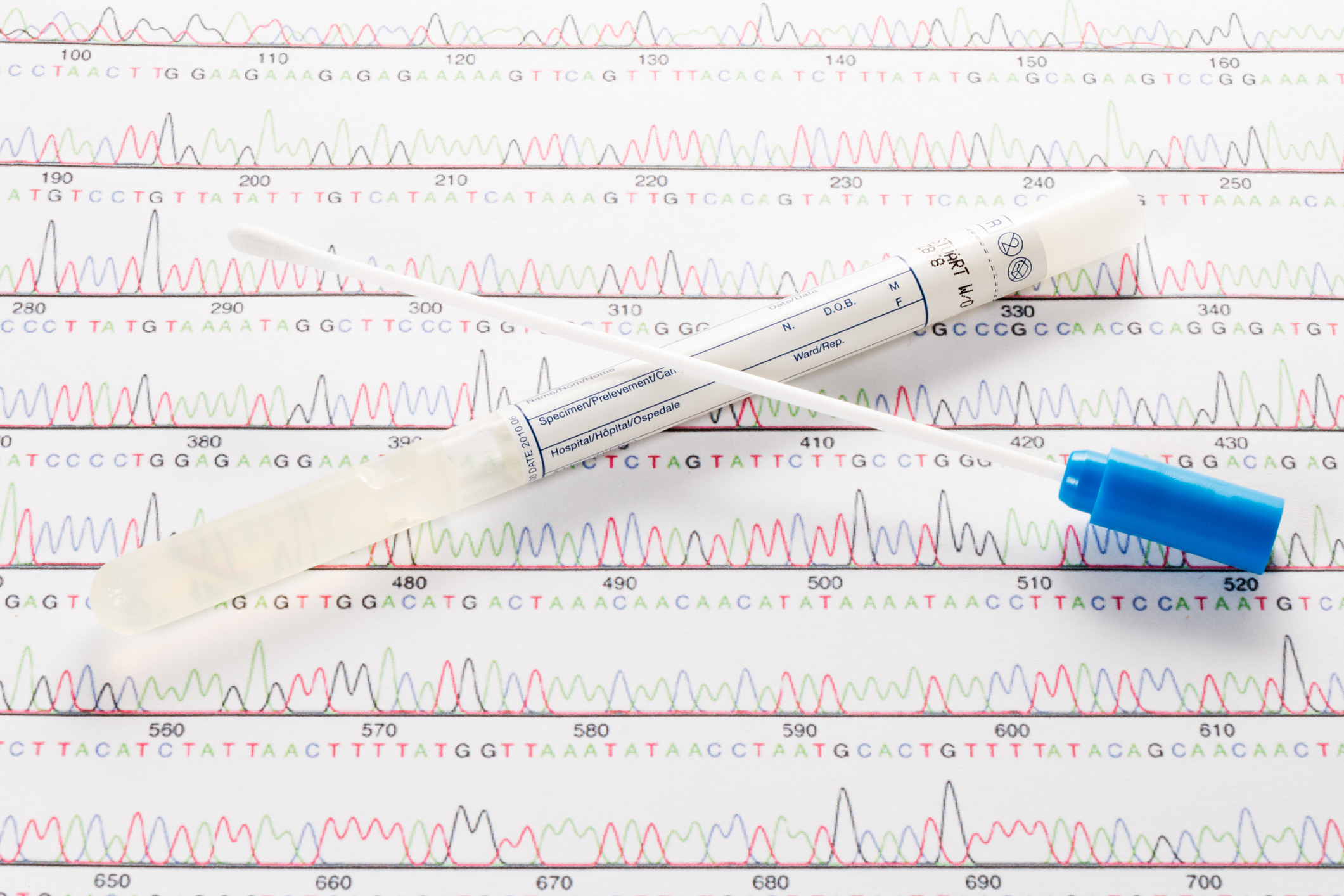 DNA swab sample collection representing forensic DNA evidence tested by the crime lab