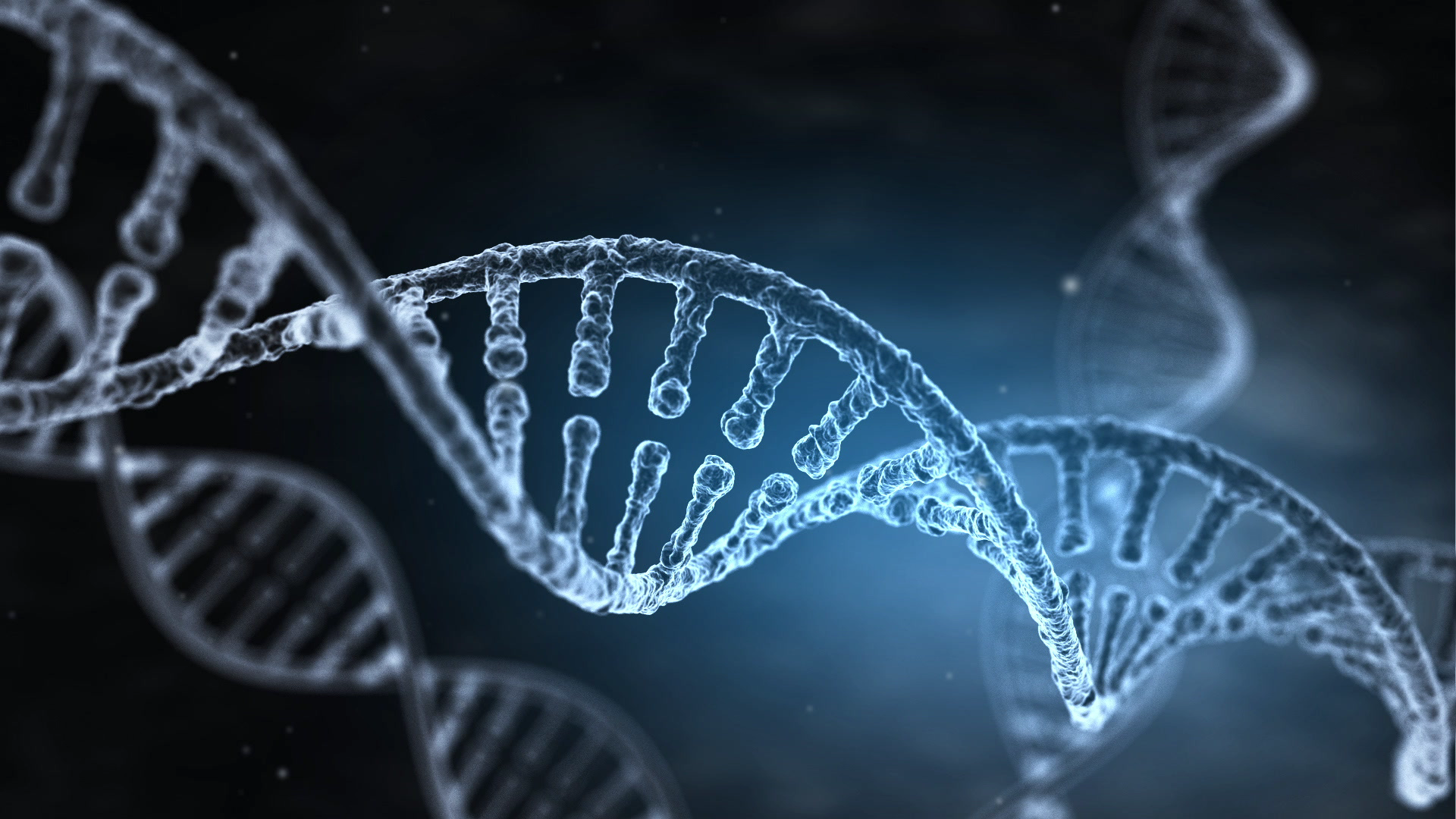 Blue DNA double helix representing forensic DNA evidence review for the defense
