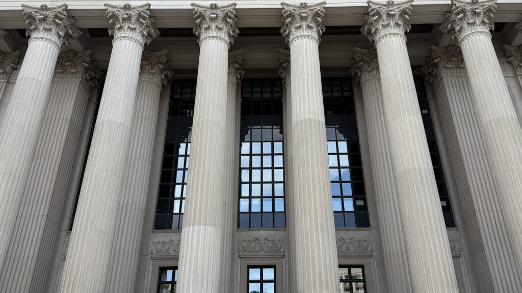 Courtroom representing trial and cross-examination preparation for DNA evidence